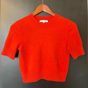 Frame Cashmere Sweater Vibrant Red/ Orange Crew Neck Women's